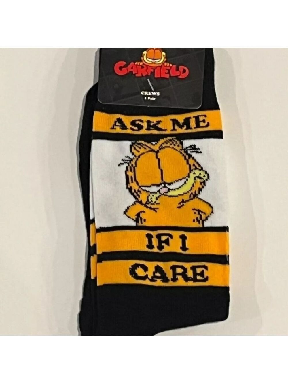 4/$25 Garfield Black and Yellow Novelty Socks New